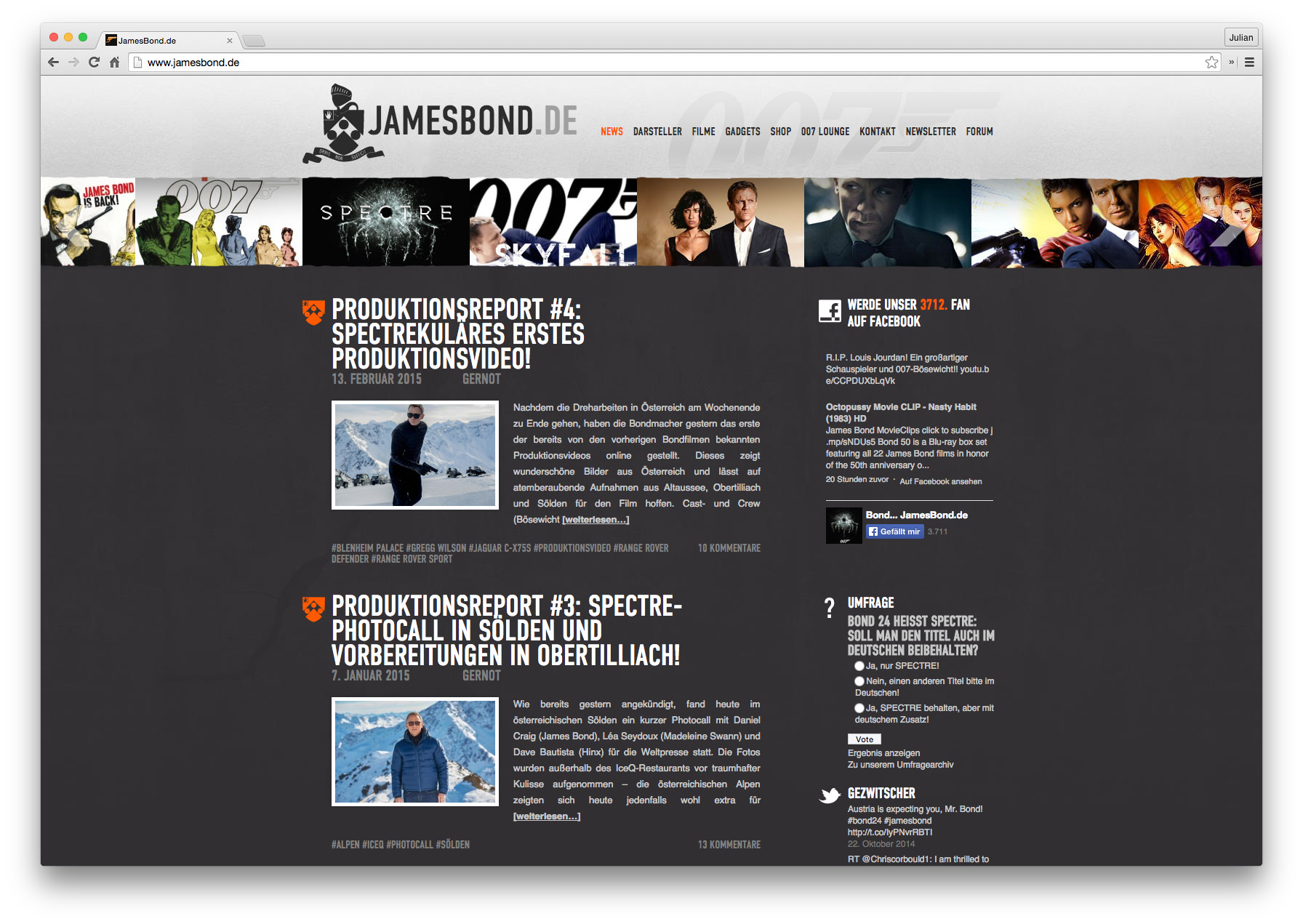 Screenshot der Seite JamesBond.de